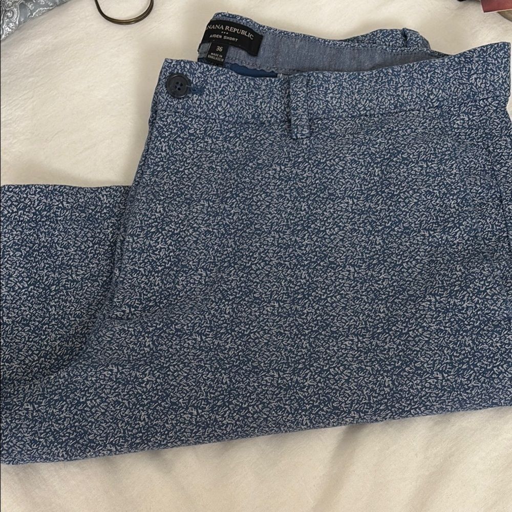Banana Republic Blue/White Patterned Aiden  Shorts